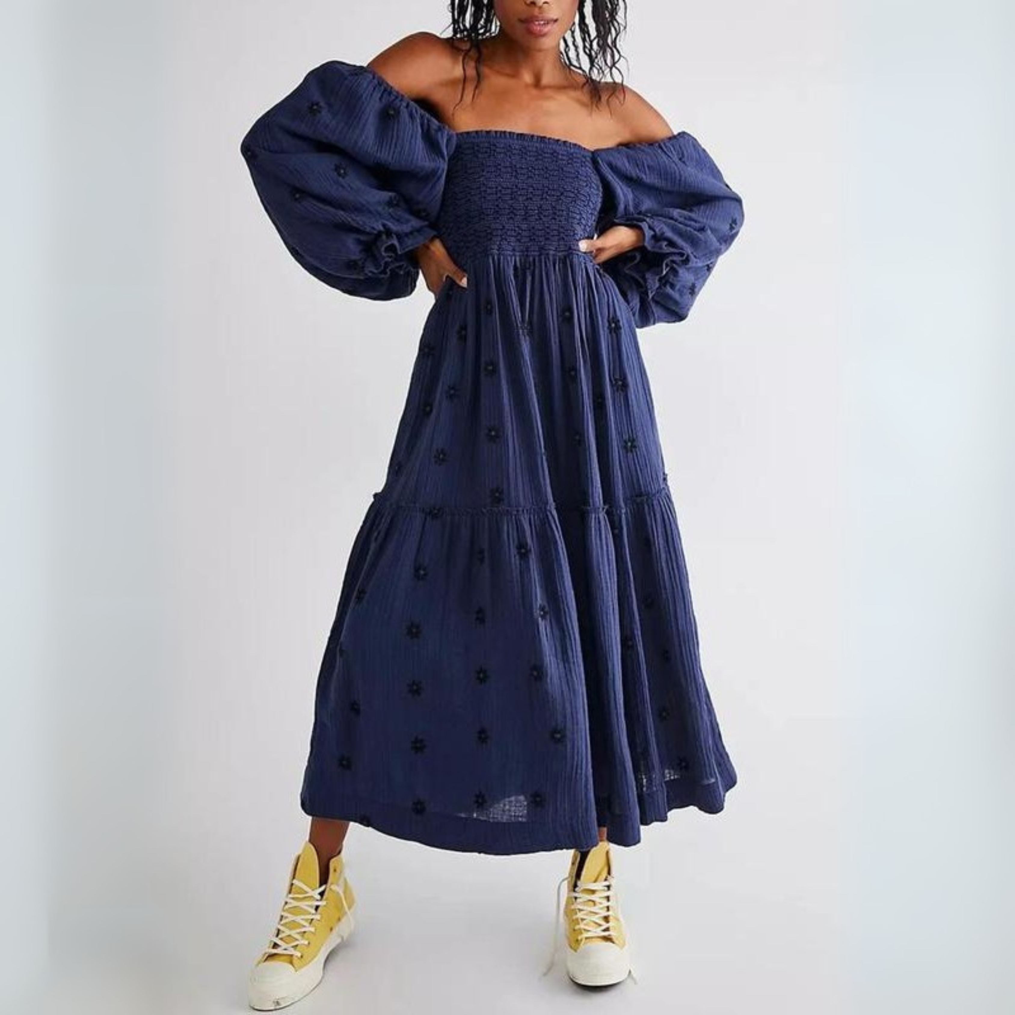 Moira™| Comfy Floral Lantern Sleeve Square Neck Maxi Dress