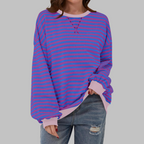 LUKA - Casual Long Sleeve Round Neck Striped Sweatshirt (Restocked)