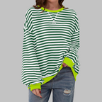 LUKA - Casual Long Sleeve Round Neck Striped Sweatshirt (Restocked)