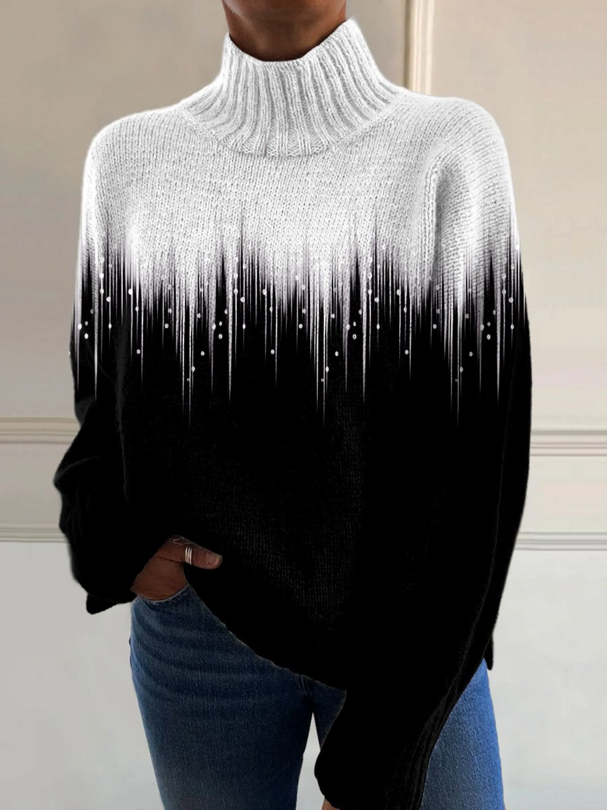 Isobel | Romantic flash ray print turtleneck sweater