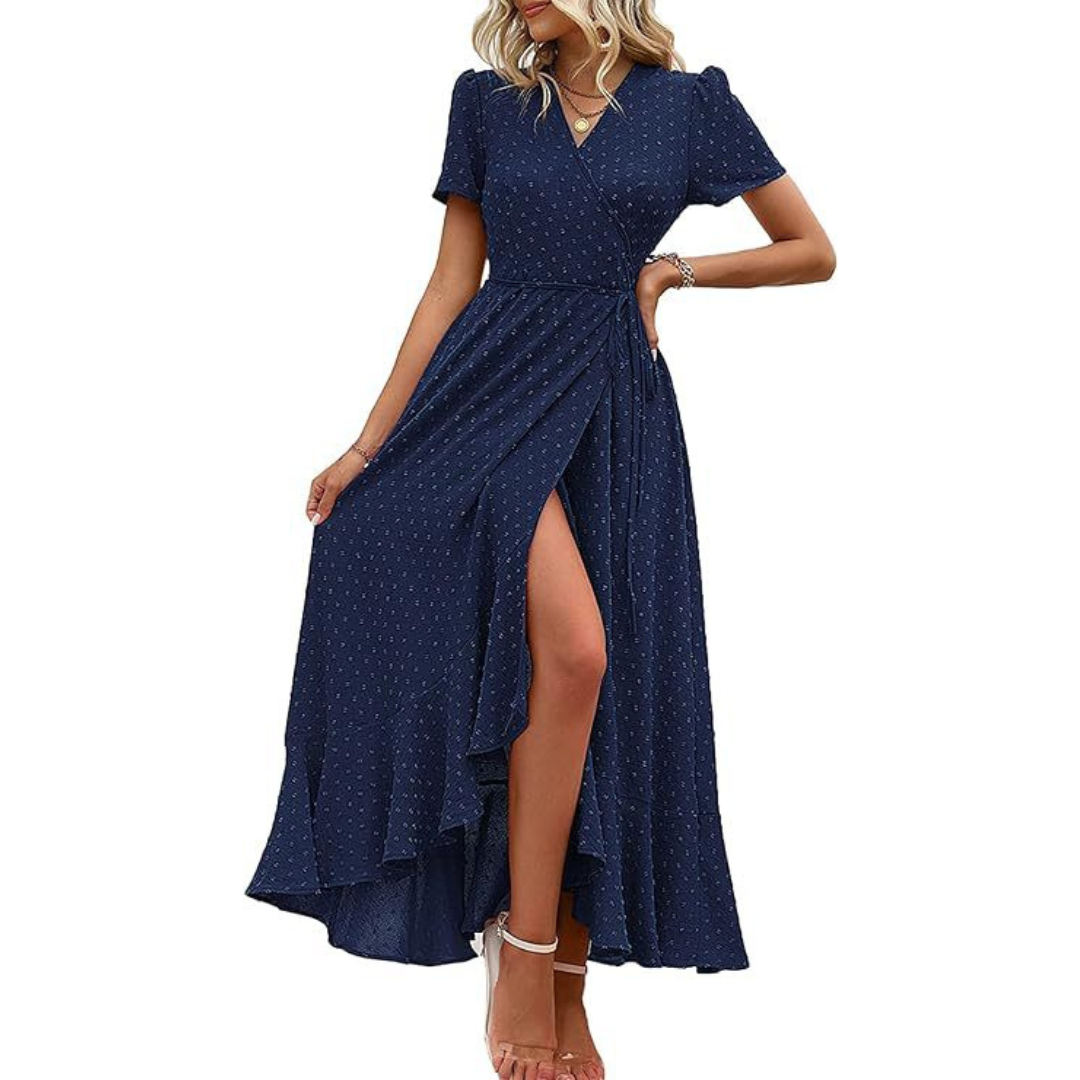 Marjorie™ | Cozy Summer Wrap Ruffle Hem Split Maxi Dress