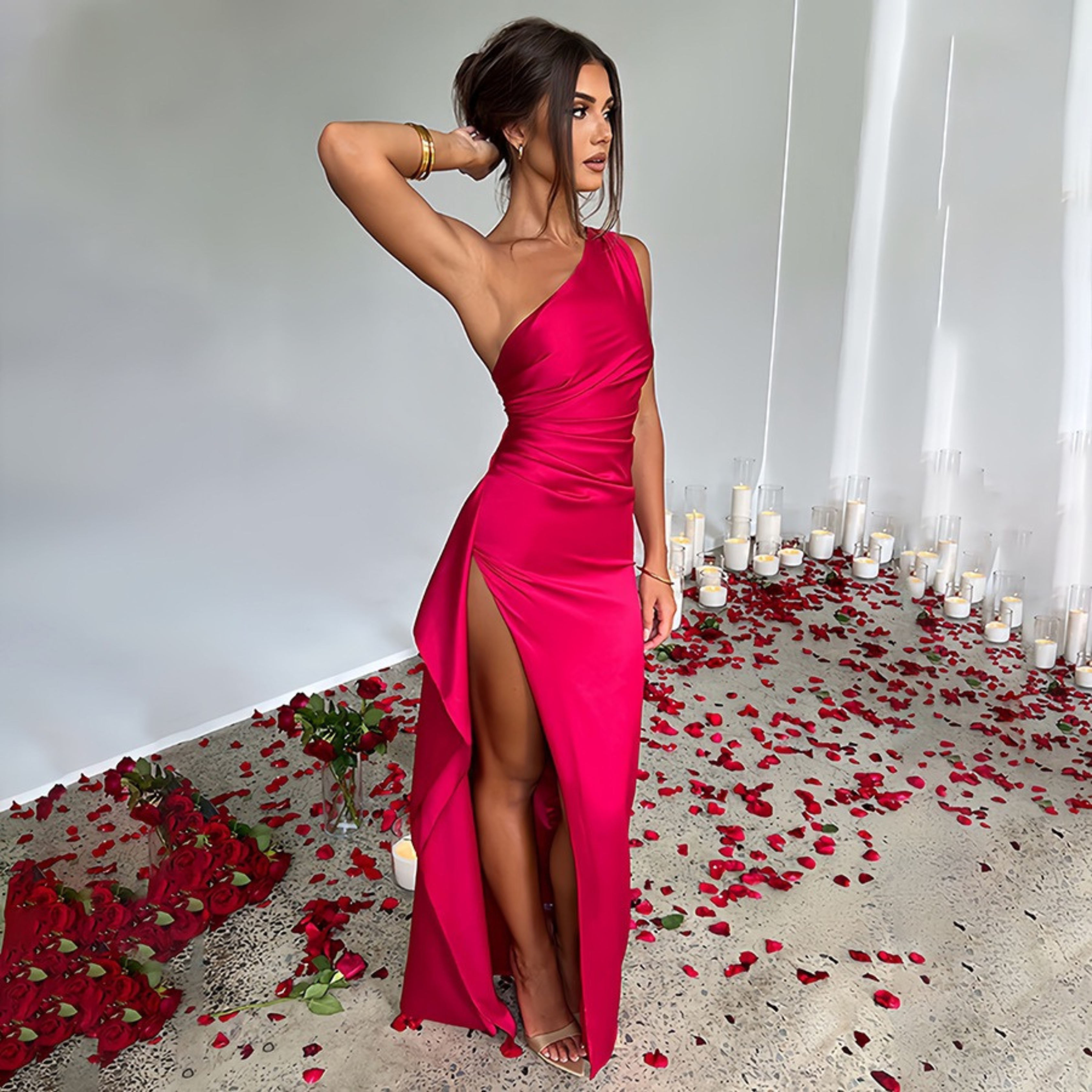 Labesa™|Elegant One Shoulder High Split Formal Maxi Dress