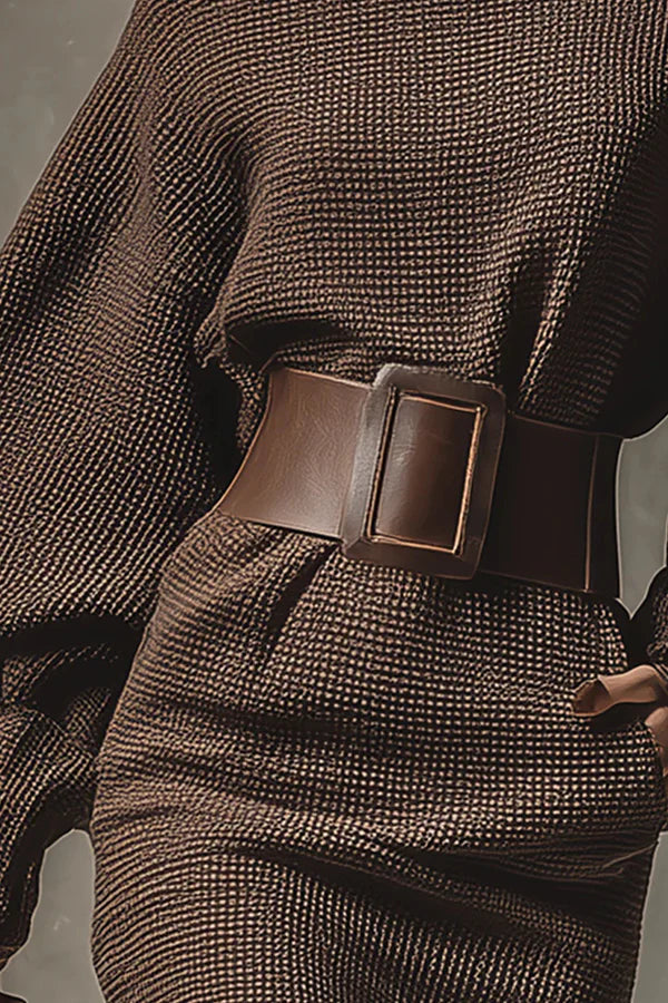 Cléa |  Short Knitted Dress with Matching Belt