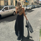 Zena™| Classic Polka Dots V-Neck Backless Maxi Dress