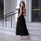 Hali™| Vintage Ruffle Hem Tie Shoulder Formal Dress