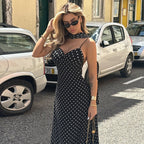Zena™| Classic Polka Dots V-Neck Backless Maxi Dress