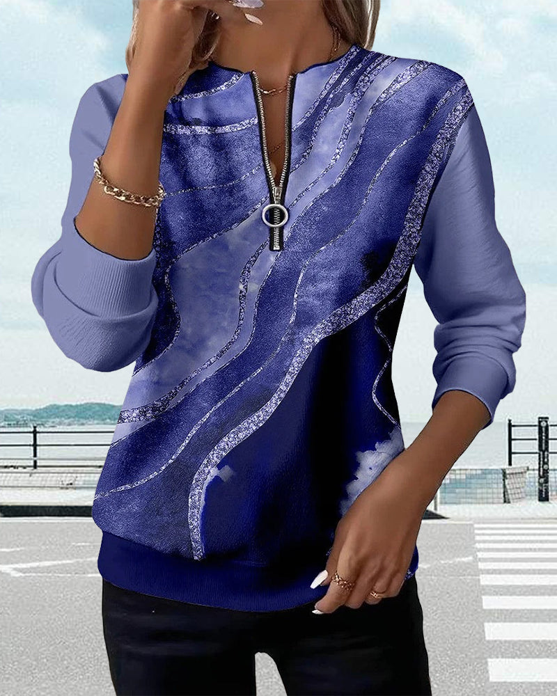 Emma | Half-Zip Sweatshirt With Vintage Print